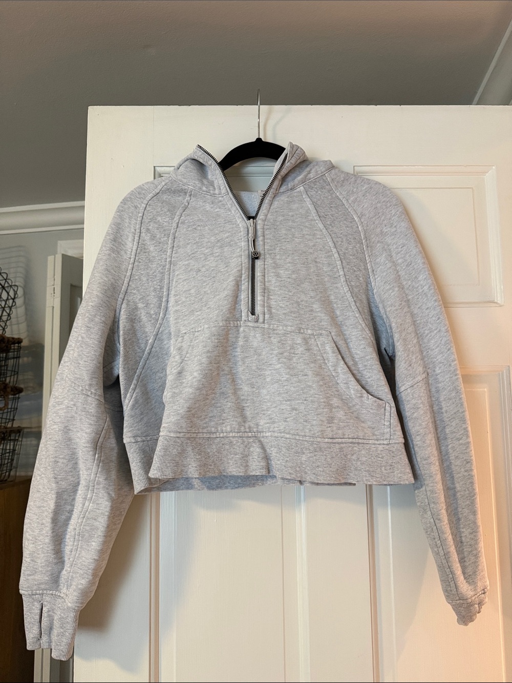 Lululemon Light Gray Half-Zip Hooded Sweatshirt
